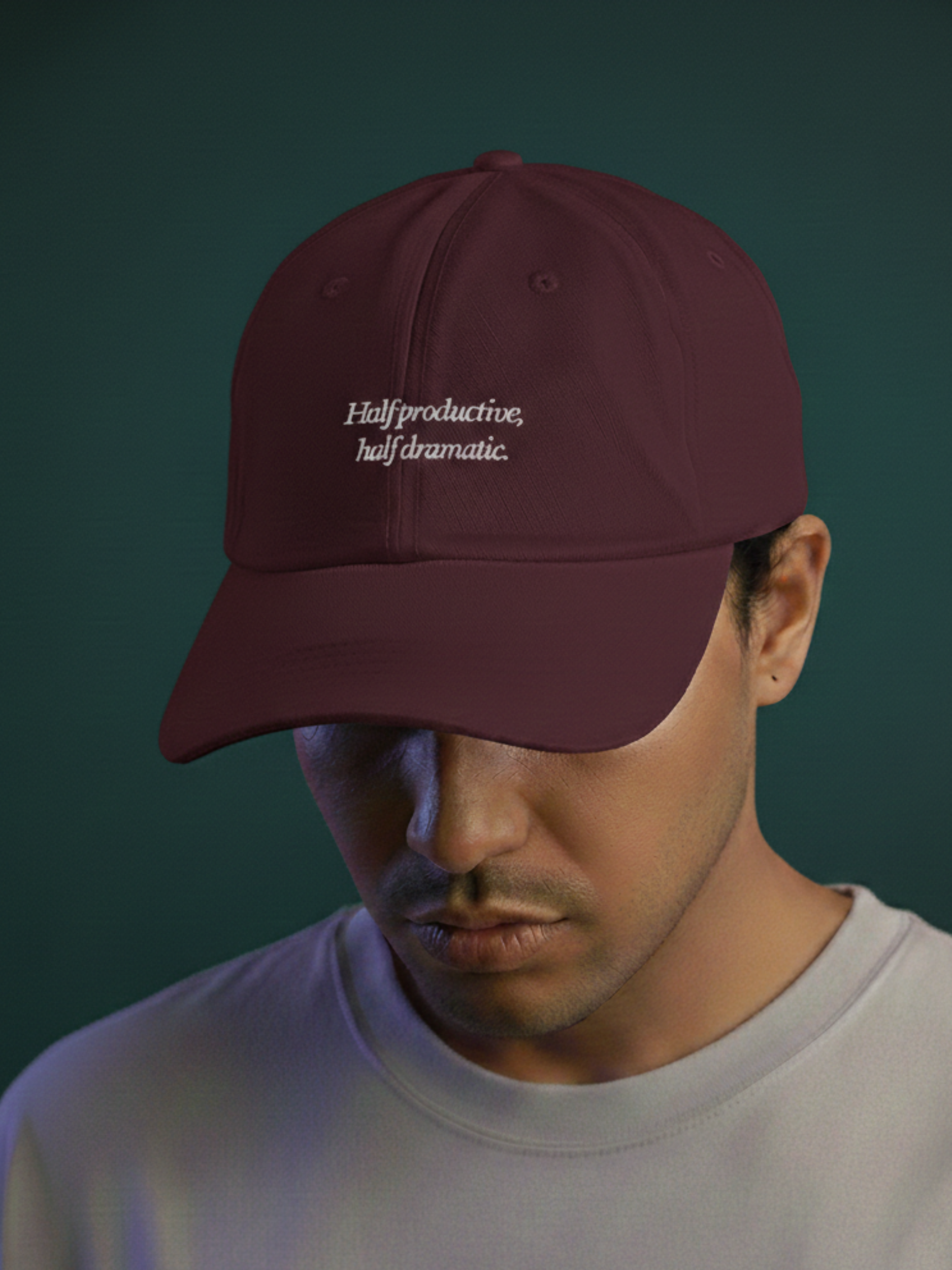 Half Productive, Half Dramatic Embroidered Cap